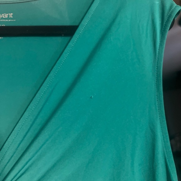 Lane Bryant Top Womens 14/16 Green Sleeveless V Neck Tank Blouse Beaded Stretch - Picture 4 of 12